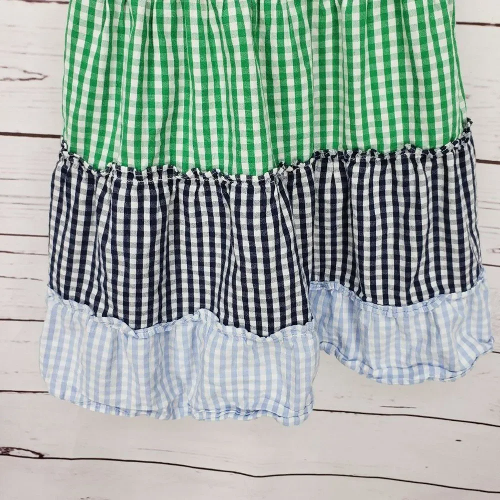 Girls Crown & Ivy Gingham‎ Pink, Green, Blue Tiered Sleeveless Dress Size 4T
